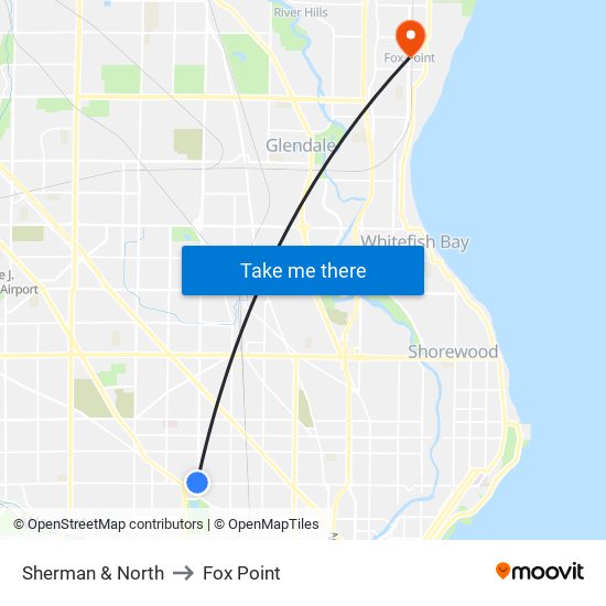 Sherman & North to Fox Point map