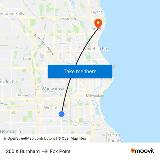S60 & Burnham to Fox Point map