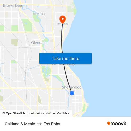 Oakland & Menlo to Fox Point map