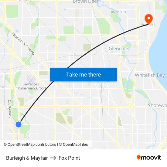 Burleigh & Mayfair to Fox Point map