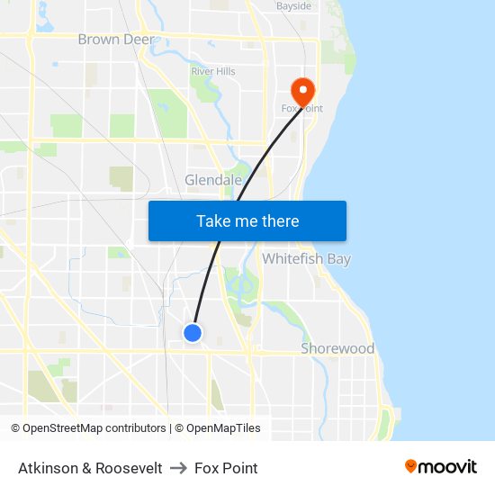 Atkinson & Roosevelt to Fox Point map