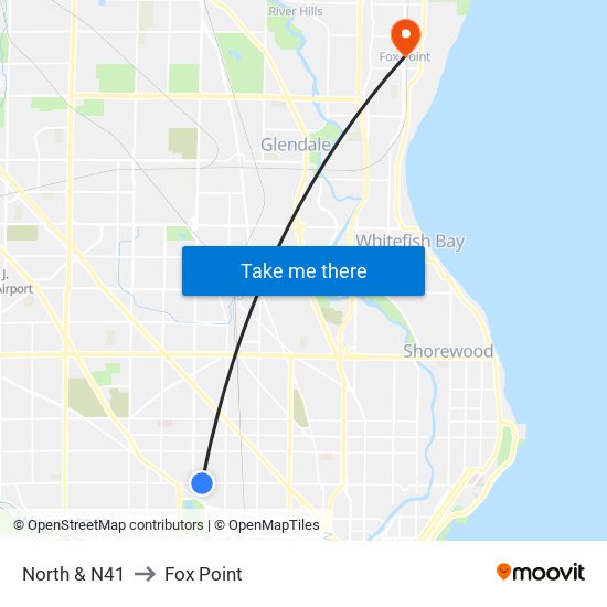 North & N41 to Fox Point map