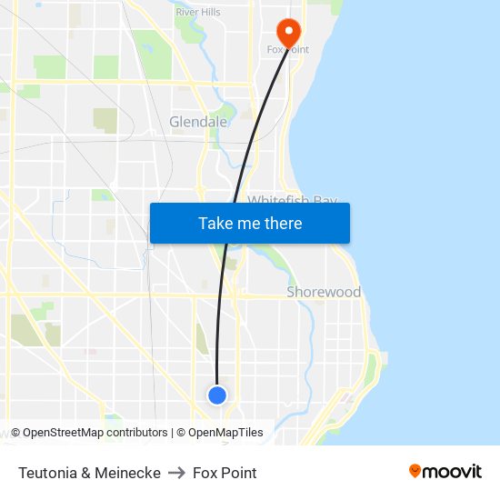 Teutonia & Meinecke to Fox Point map