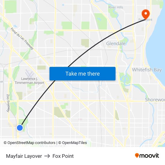 Mayfair Layover to Fox Point map