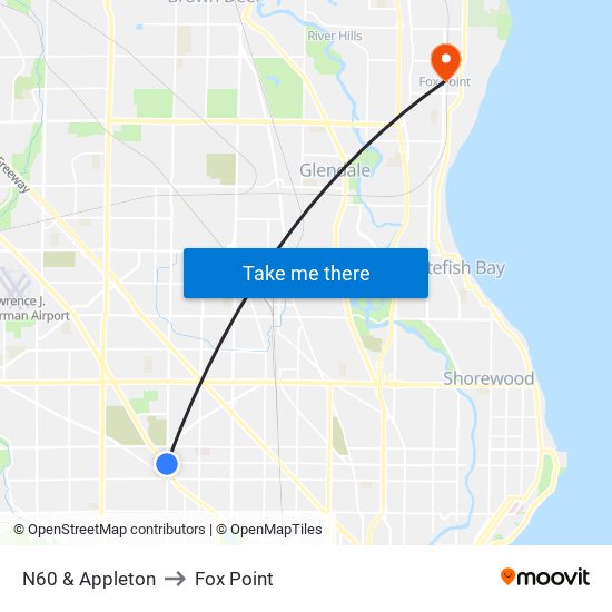 N60 & Appleton to Fox Point map