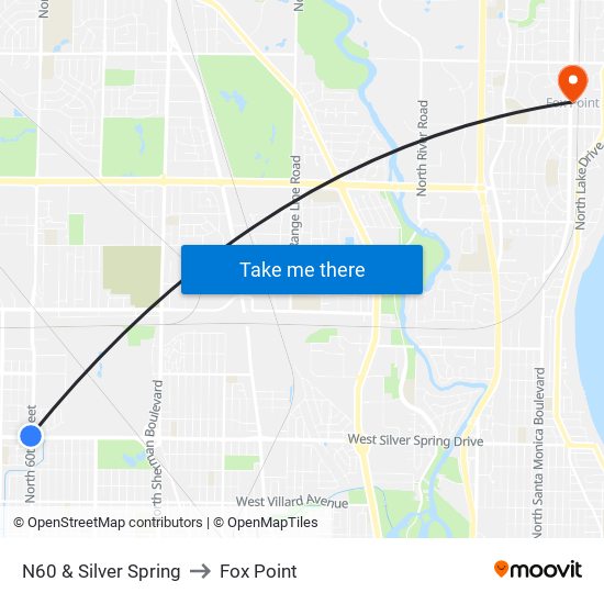 N60 & Silver Spring to Fox Point map