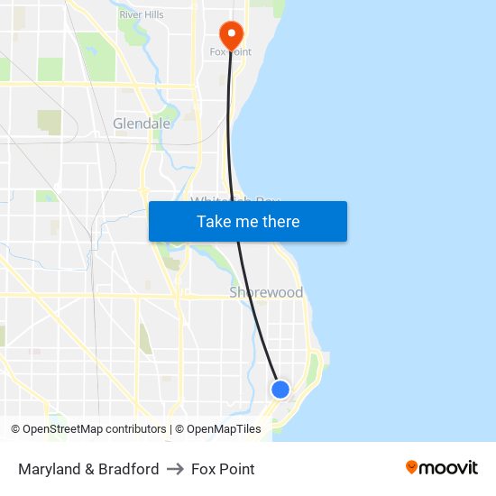 Maryland & Bradford to Fox Point map