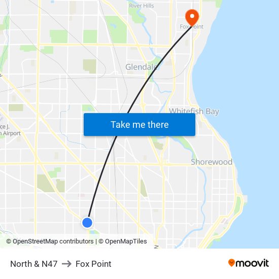 North & N47 to Fox Point map