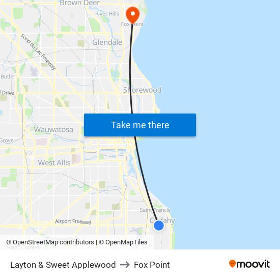 Layton & Sweet Applewood to Fox Point map