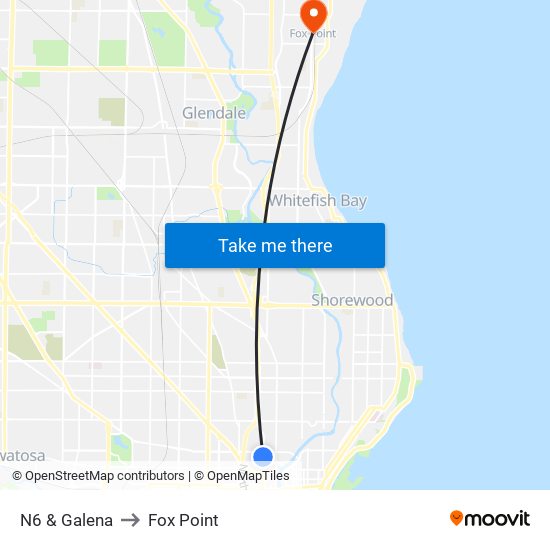 N6 & Galena to Fox Point map