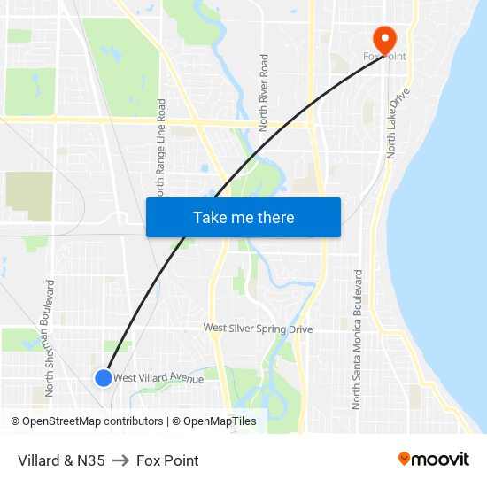 Villard & N35 to Fox Point map