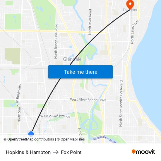 Hopkins & Hampton to Fox Point map