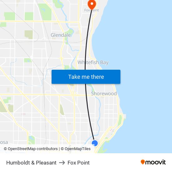 Humboldt & Pleasant to Fox Point map