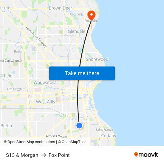 S13 & Morgan to Fox Point map