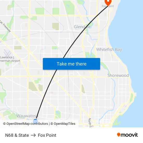 N68 & State to Fox Point map