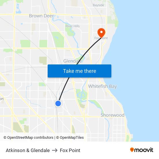 Atkinson & Glendale to Fox Point map