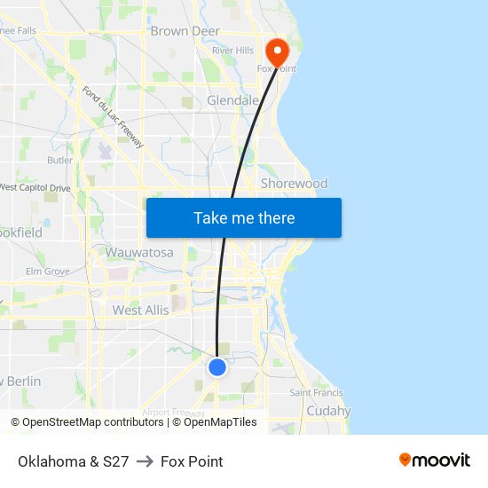 Oklahoma & S27 to Fox Point map