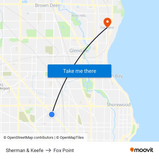 Sherman & Keefe to Fox Point map