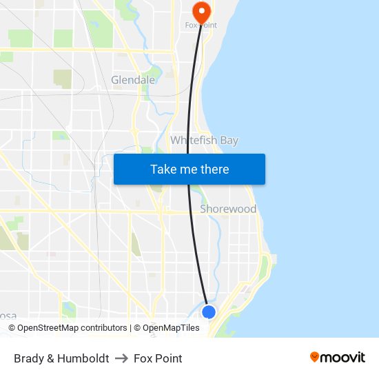 Brady & Humboldt to Fox Point map