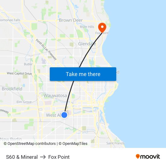 S60 & Mineral to Fox Point map