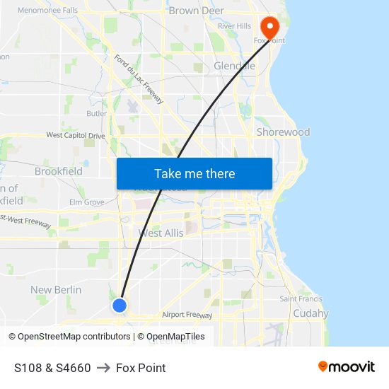 S108 & S4660 to Fox Point map