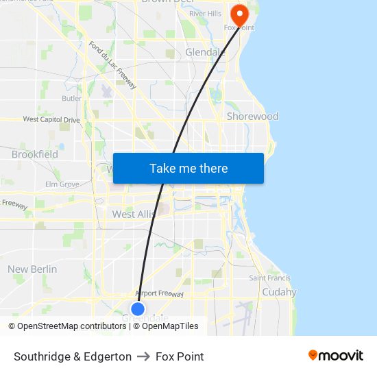 Southridge & Edgerton to Fox Point map