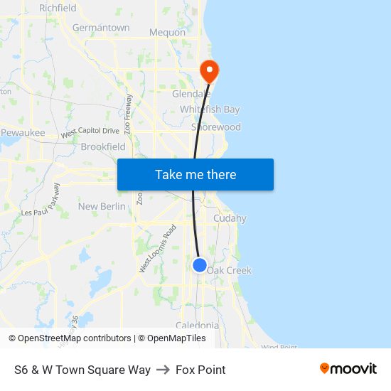 S6 & W Town Square Way to Fox Point map