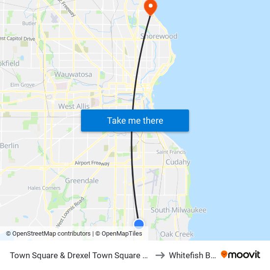 Town Square  & Drexel Town Square Way to Whitefish Bay map