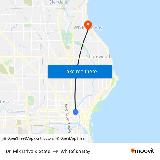 Dr. Mlk Drive & State to Whitefish Bay map