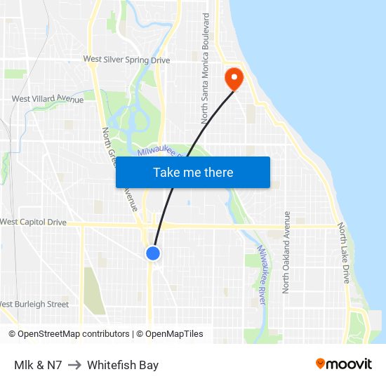 Mlk & N7 to Whitefish Bay map