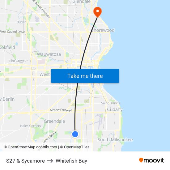 S27 & Sycamore to Whitefish Bay map