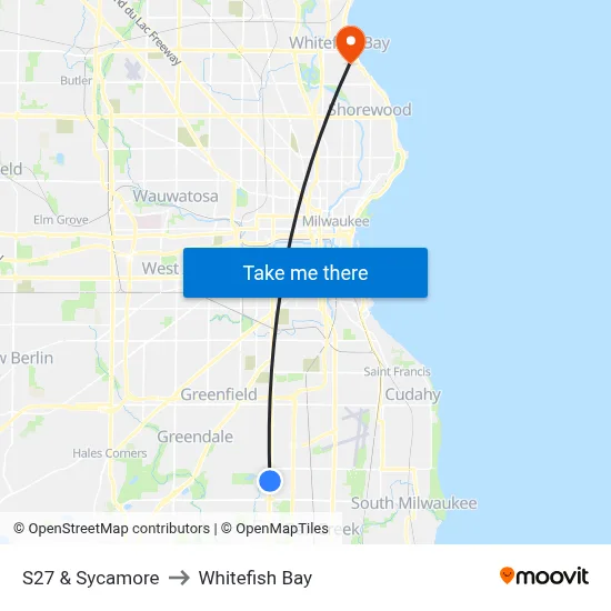 S27 & Sycamore to Whitefish Bay map