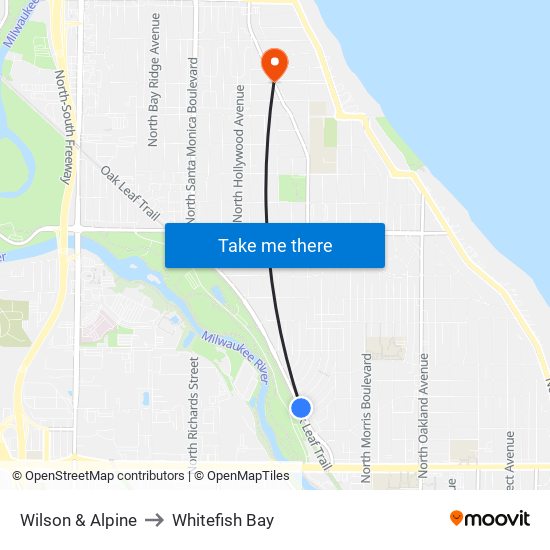 Wilson & Alpine to Whitefish Bay map