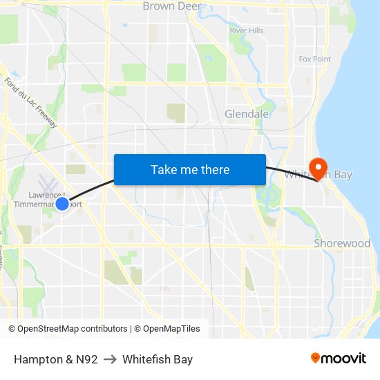 Hampton & N92 to Whitefish Bay map