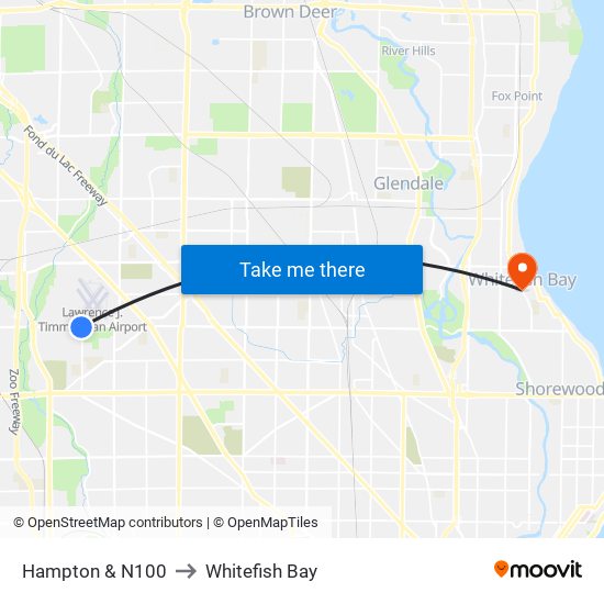 Hampton & N100 to Whitefish Bay map