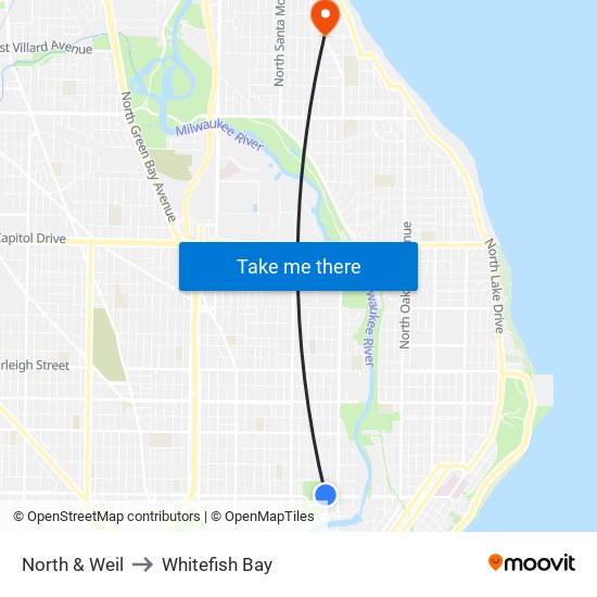 North & Weil to Whitefish Bay map
