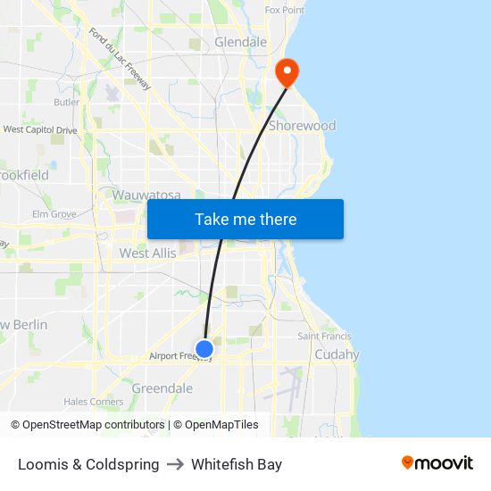 Loomis & Coldspring to Whitefish Bay map