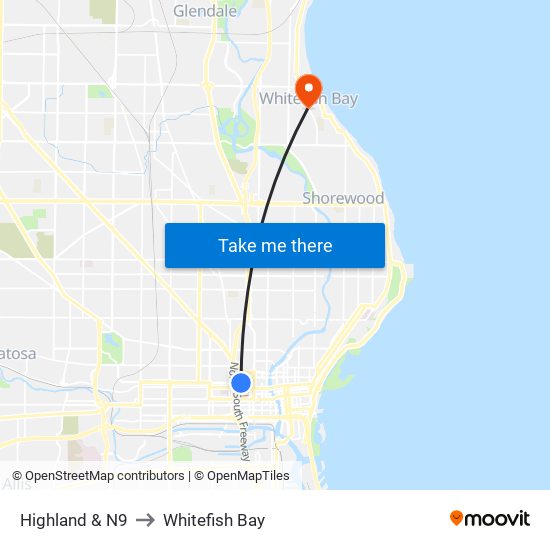 Highland & N9 to Whitefish Bay map