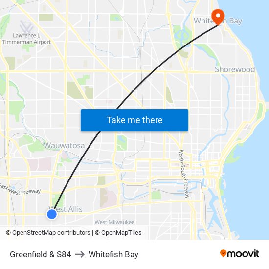 Greenfield & S84 to Whitefish Bay map