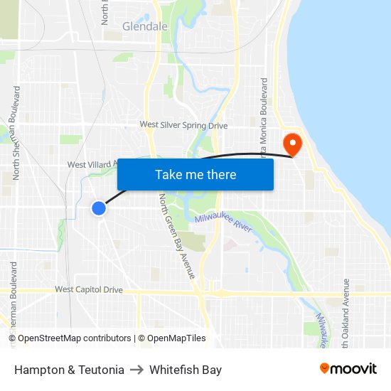 Hampton & Teutonia to Whitefish Bay map