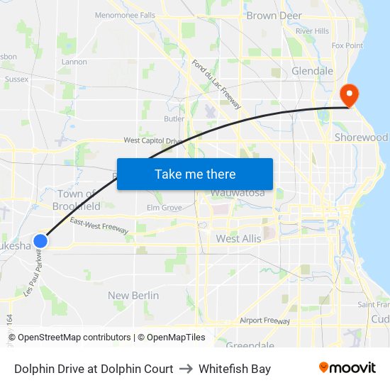 Dolphin Drive at Dolphin Court to Whitefish Bay map