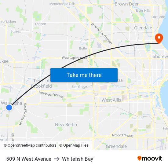 509 N West Avenue to Whitefish Bay map