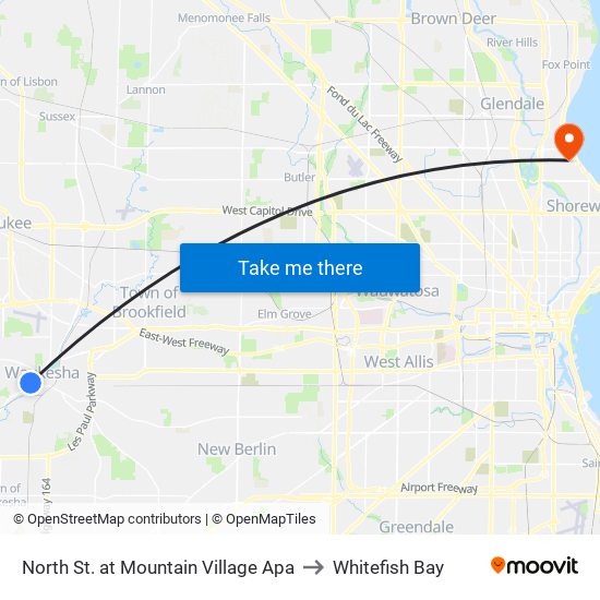 North St. at Mountain Village Apa to Whitefish Bay map