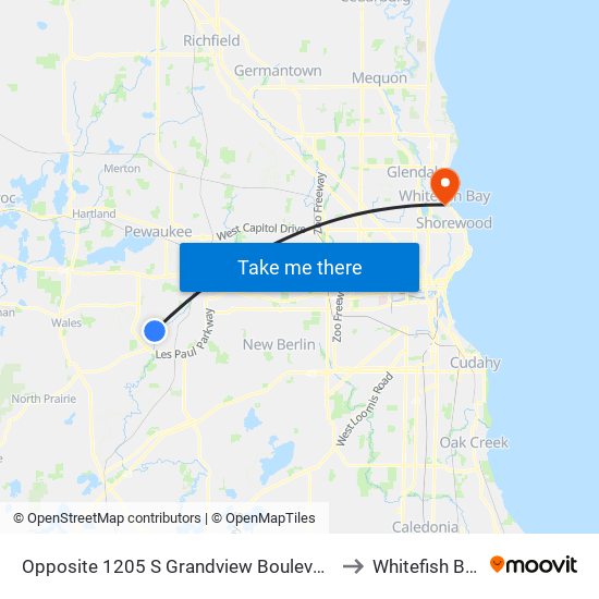 Opposite 1205 S Grandview Boulevard to Whitefish Bay map