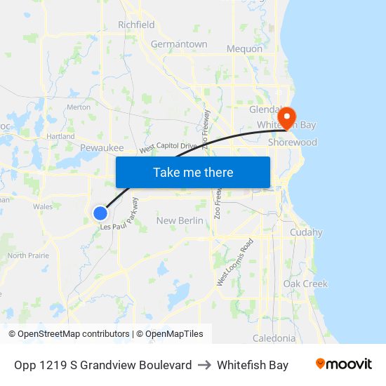 Opp 1219 S Grandview Boulevard to Whitefish Bay map