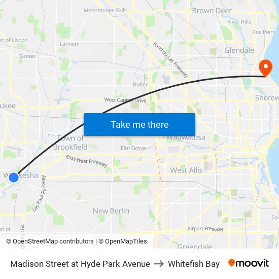 Madison Street at Hyde Park Avenue to Whitefish Bay map