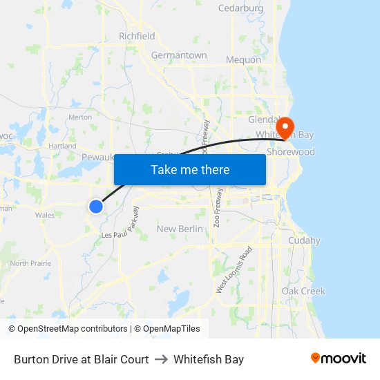 Burton Drive at Blair Court to Whitefish Bay map