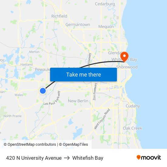 420 N University Avenue to Whitefish Bay map