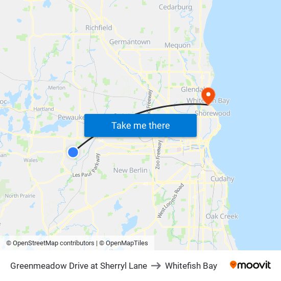 Greenmeadow Drive at Sherryl Lane to Whitefish Bay map