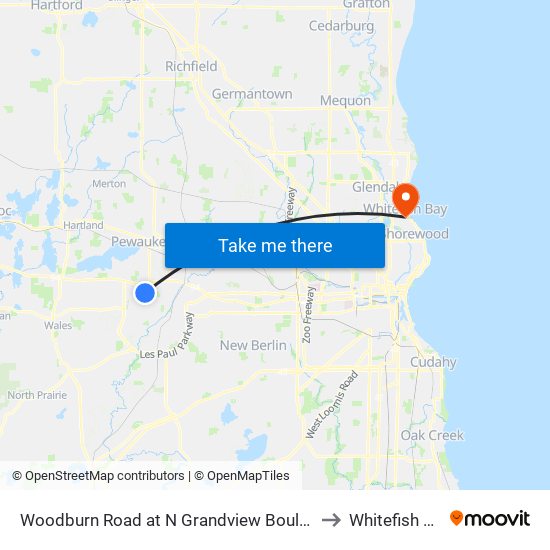 Woodburn Road at N Grandview Boulevard to Whitefish Bay map